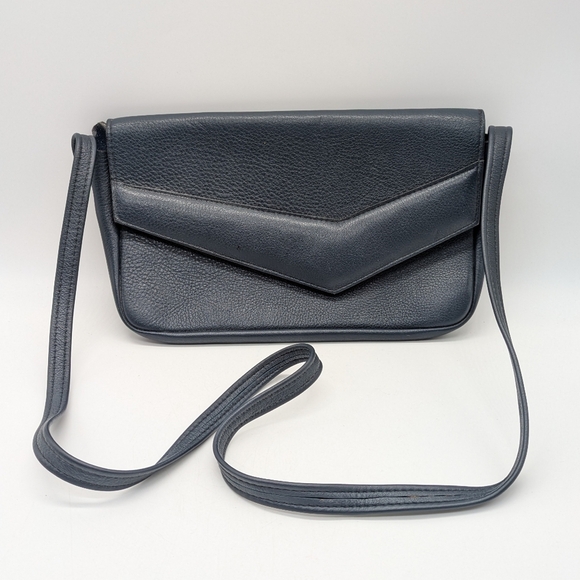 Vintage Unbranded Blue Asymmetrical Leather Shoulder Bag - Picture 1 of 9